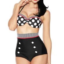 Triangulación de envío 2019 traje de baño Retro más lindo traje de baño Vintage pin up Bikini de cintura alta conjunto S/M/L/XL para mujeres traje de baño