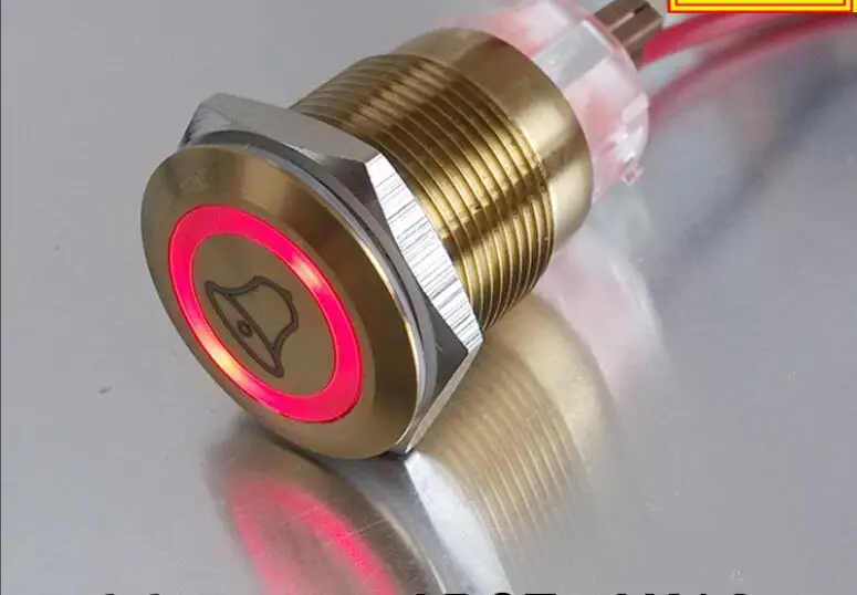 

1pcs 19mm metal button switch flat head button 220V 3A switch Bell pattern switch ring light Self locking/self reset button