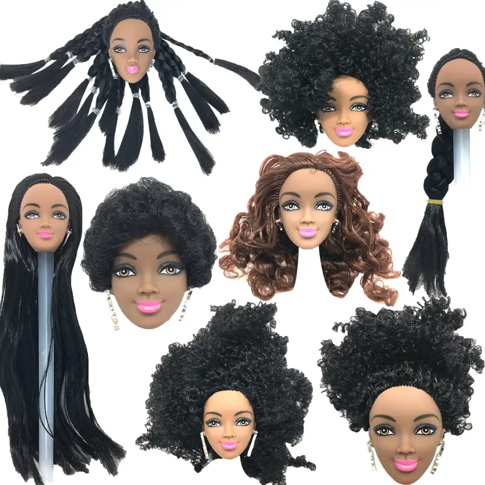 Nk 一台黒人形の髪ヘッド人形アクセサリー黒アフリカ爆発髪型最高 Diy ギフト女子人形 Doll Hair For Barbiefor Barbie Doll Aliexpress