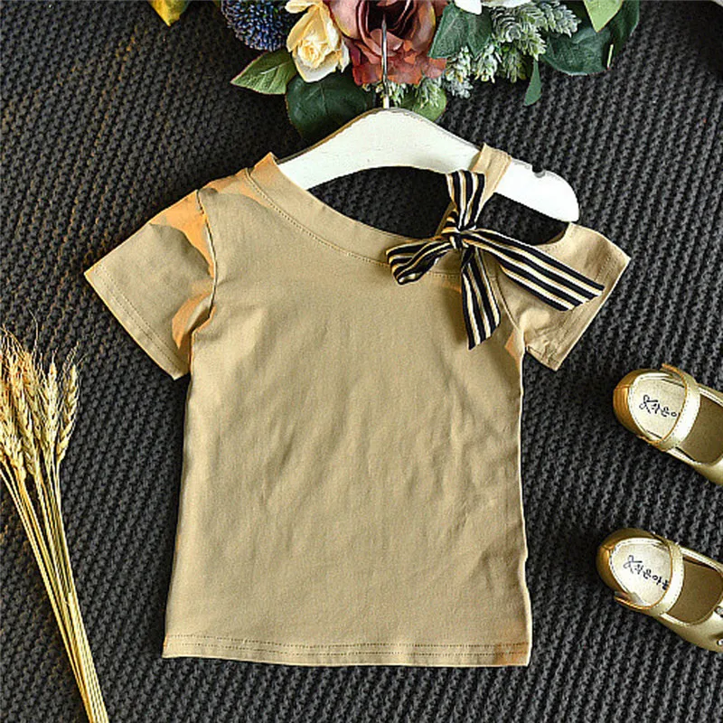 Toddler Kids Baby Girl Bowknot T shirt Tops Striped Loose Pants Clothes Set (9)