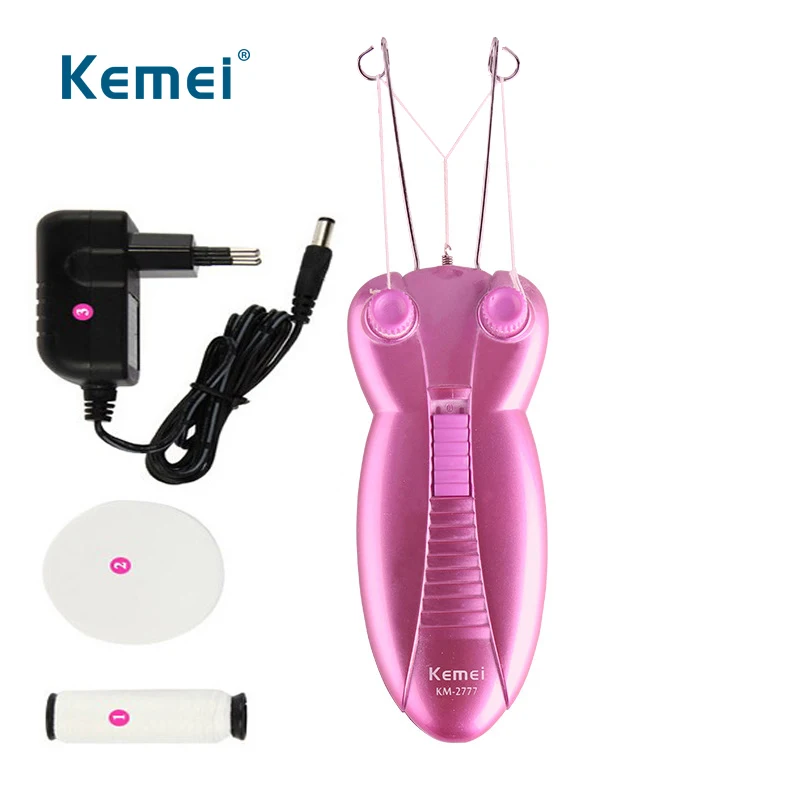 Electric-Body-Face-Facial-Hair-Remover-Lady-Defeatherer-Cotton-Thread-Pink-Epilator-Shaver-Beauty-Care