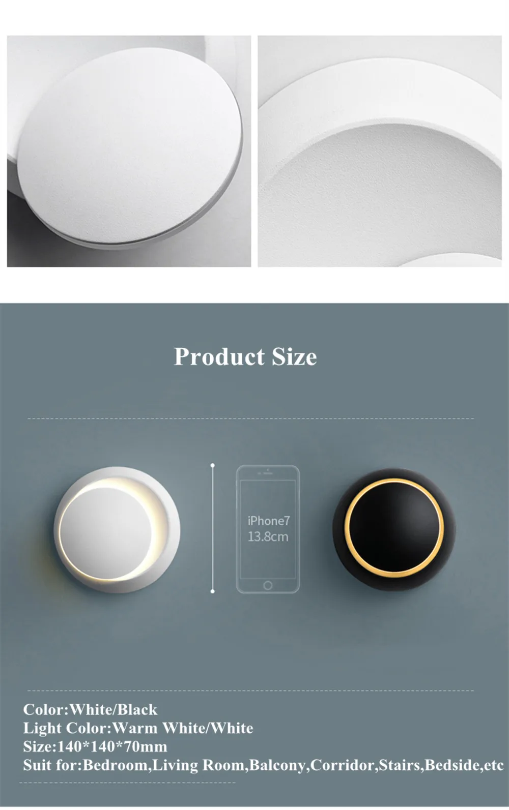 SuperNight AC 85-265V Stairs TV Bedside LED Wall Lamp 360 Degree Rotatable Corridor Living Room Bedroom Decorative Night Light (6)