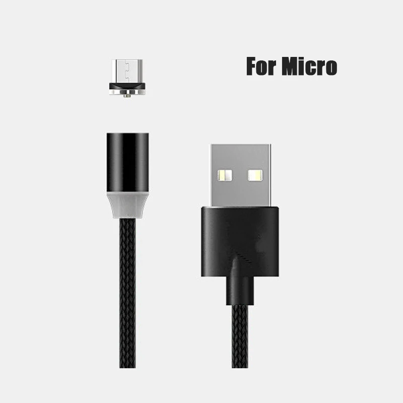Магнитный кабель Micro usb type C адаптер для быстрой зарядки телефона Microusb type-C магнитное зарядное устройство usb c для iPhone samsung xiaomi - Цвет: Black For Micro