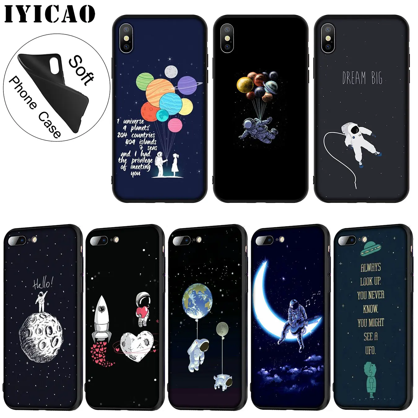 Cosmonaut Planets Cosmos Stars Better Soft Silicone Phone Case for iPhone XR X XS 11 Pro Max 6 6S 7 8 Plus 5 5S SE 10 Cover |