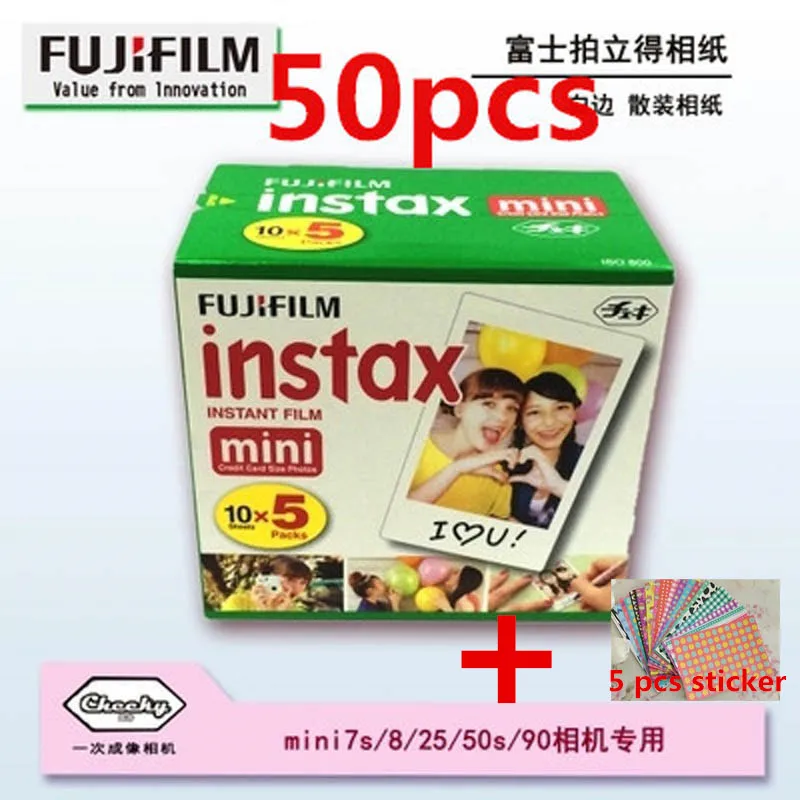 

100% Original Fujifilm Instax Mini Film 50 pcs 50 sheets for Fuji Instax Mini Camera mini 9 7s 8 90 25 55 Share SP-1 SP-2