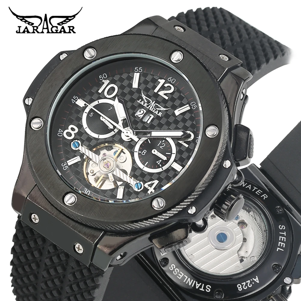 

Business Automatic-self-winding Mechanical Watch for Men Premium Rubber Band Strap Mechanical Wristwatch Gift for Male