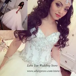 Платье de Mariage, бальное платье, свадебные платья, великолепные свадебные платья на заказ, кристаллы, корсет для невесты, сзади, Vestidos 2015