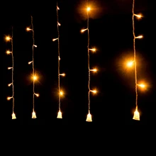 Holiday LED String 2*0.6M AC220V Waterproof Bell LED Curtain Lights Fairy Garland New Year Christmas Decorative Light Outdoor
