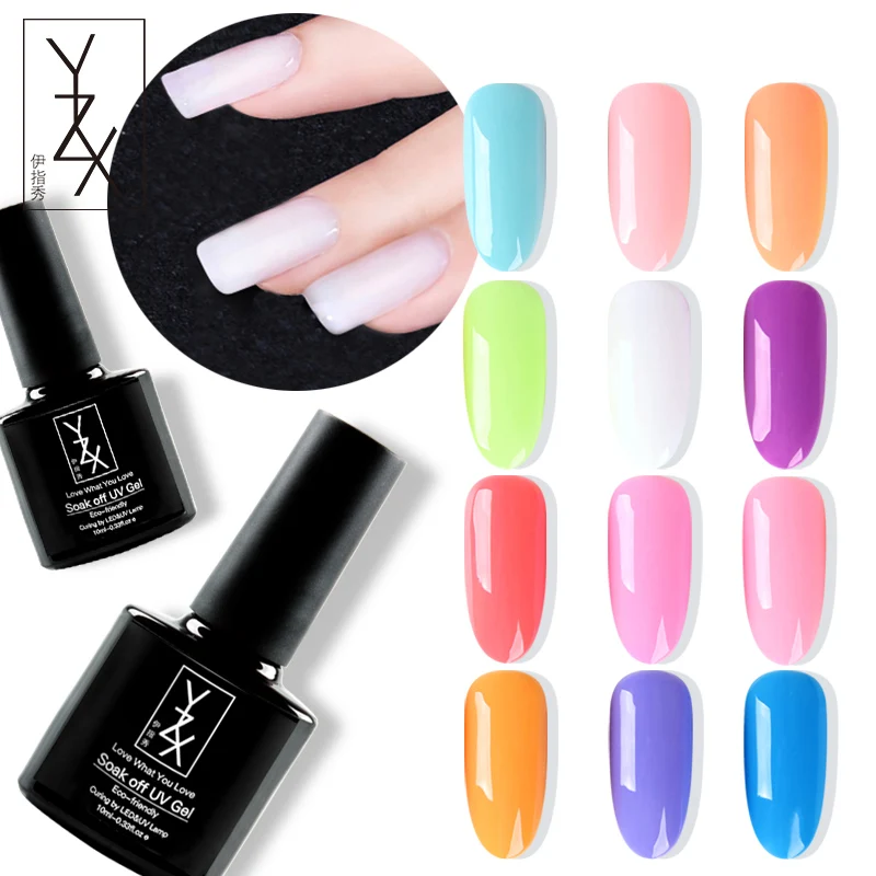 

YiZhiXiu 1pcs 10ml Ice Cream Varnish 12 Colors Soak Off UV Gel Nail Polish Cool Lacquer Liquid Enamel Fashion&Simple Vernis