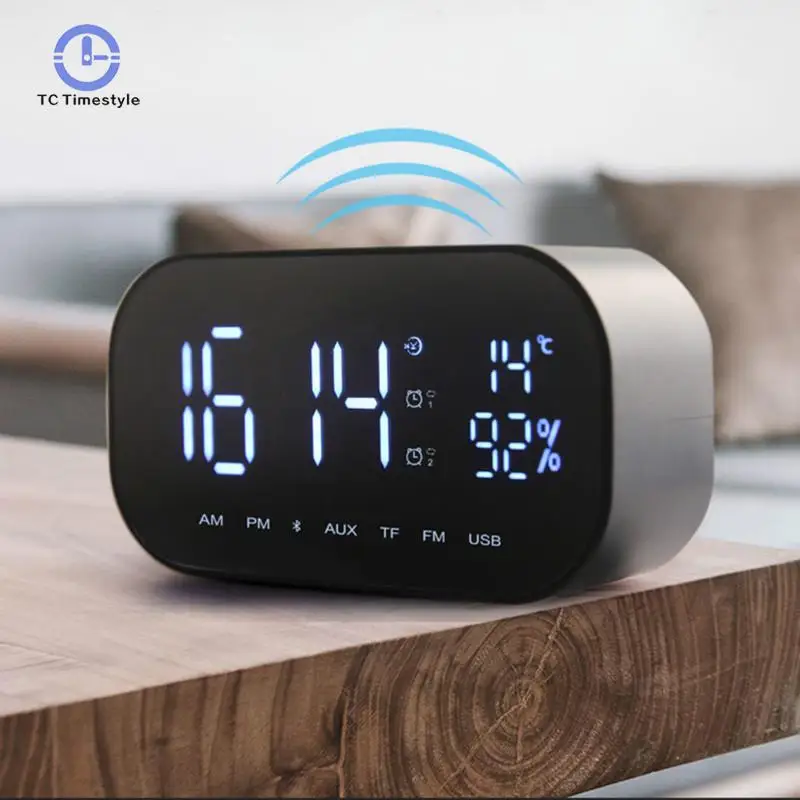 Электронный будильник Bluetooth колонка с поддержкой температуры ЖК дисплей fm радио