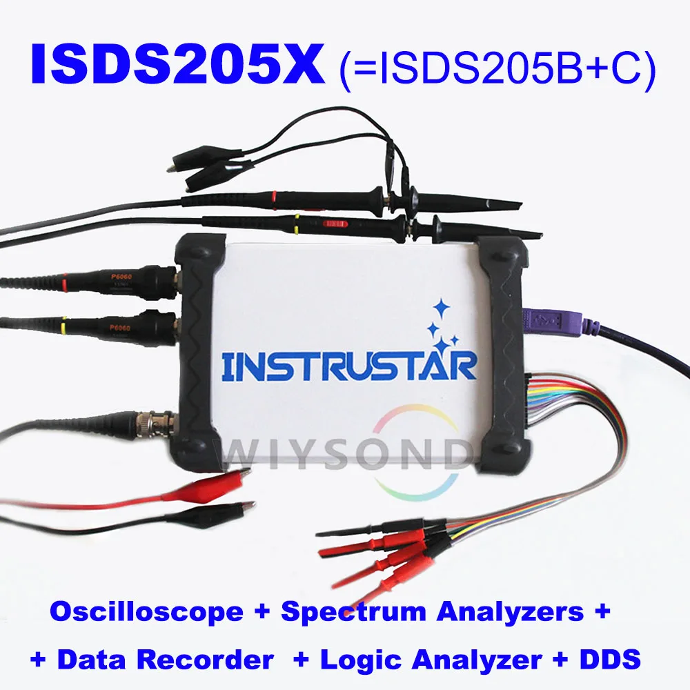 O073 ISDS205X 5 в 1 ПК на основе USB/анализатор спектра/DDS/логический анализатор/регистратор данных/цифровой осциллограф+ аттенюатор