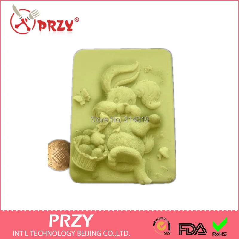 

Hot 3D Easter Bunny /rabbit shape handmade soap mold animal candle molds silicon mould Chocolate Candy Moulds Form of Cake