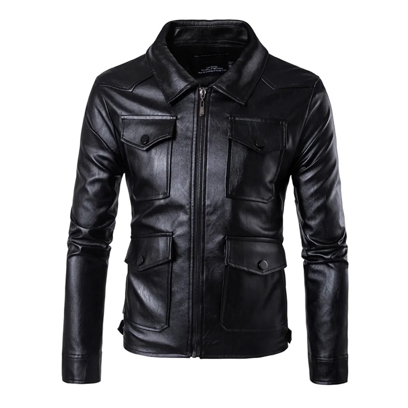 New Mens PU Leather Motorcycle Jackets Vintage Jackets Coats Men Multi Pockets Male Biker Punk Classic Moto Jacket Size M-5XL New Mens PU Leather Motorcycle Jackets Vintage Jackets Coats Men Multi Pockets Male Biker Punk Classic Moto Jacket Size M-5XL