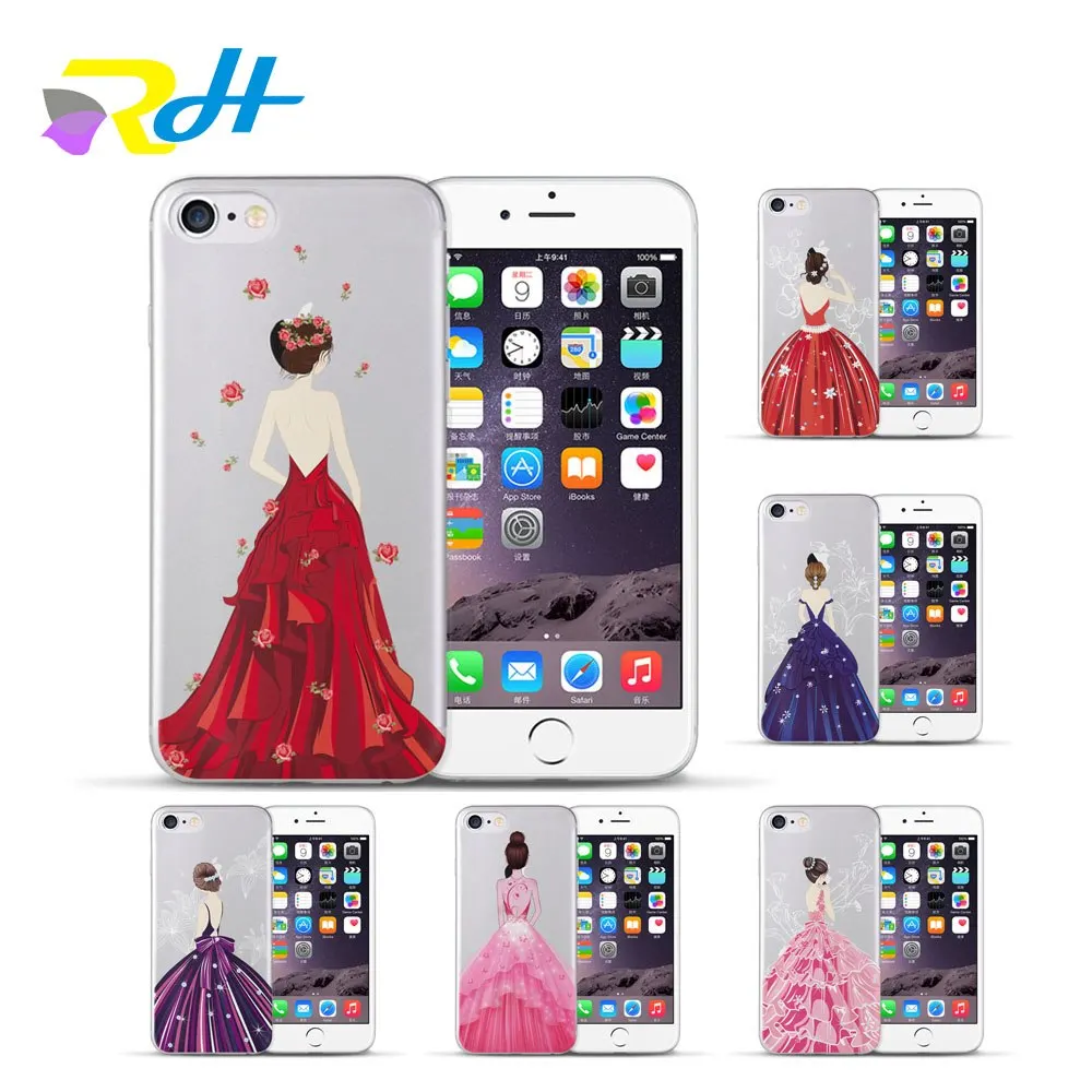 

For iphone 7 7Plus 6S 8 Plus X Xr Xs Max 5S SE Soft silicone Phone Cases Back Cover Capa For party dress Pattern