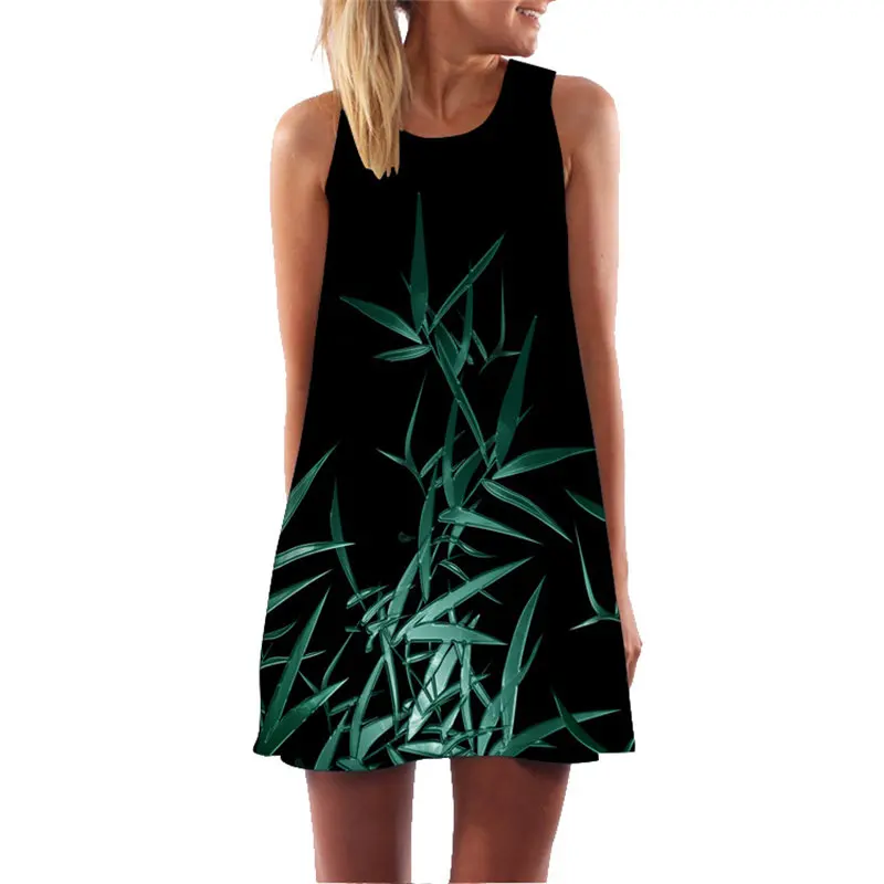 MEIBONA Retro Women Summer Dress A-line Loose Beach Wear Sundress Lady Sexy Party Office Vest Dress Vestidos De Verano
