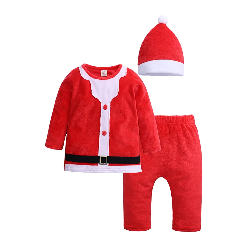 Christmas Newborn Baby Boy Girl Clothing Set Infant Toddler Children Long Sleeve Santa Claus Sweatershirt+Pants+Hat 3pcs Outfit | Детская