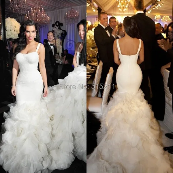 Romantic Mermaid Wedding Dress Cash On Delivery Long Ruffles And