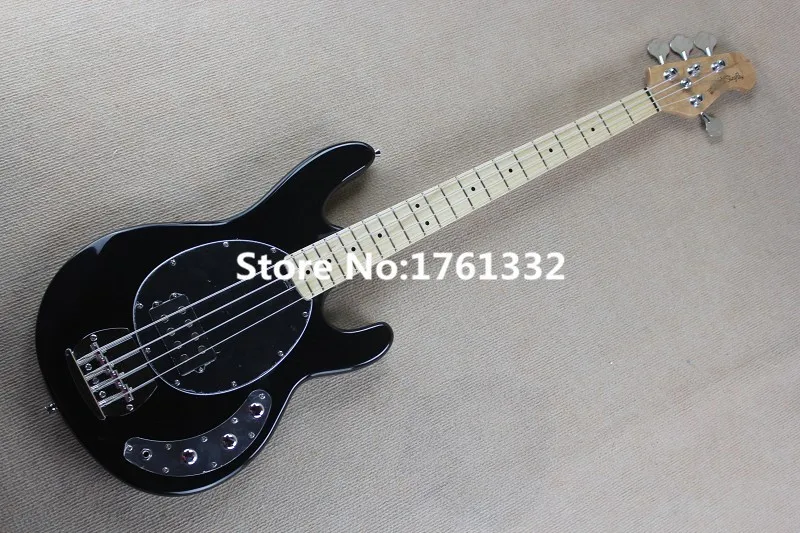 

Wholesale factory custom music 4 strings black body electric bass with black pickguard,can be changed as your request
