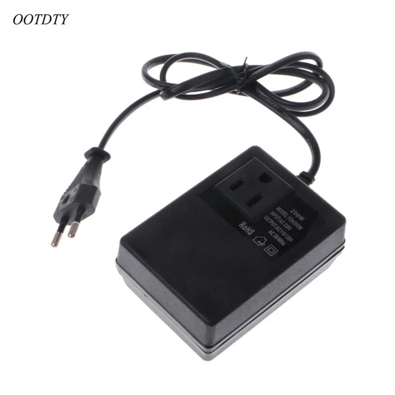 

OOTDTY 200W AC 220V to 110V Step Down Transformer Convert Travel Power EU Plug Adapter