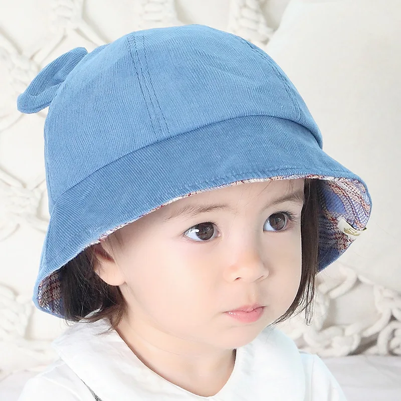 Fashion Baby Bucket Hat For Girls Cute Bear Ears Hat Toddler Kids Hat Caps Cotton Boys Girls Sun Cap Autumn Baby Girls Clothing (21)