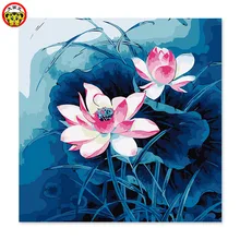 Лотос розовый белый цифровая картина из грязи Без окрашивания