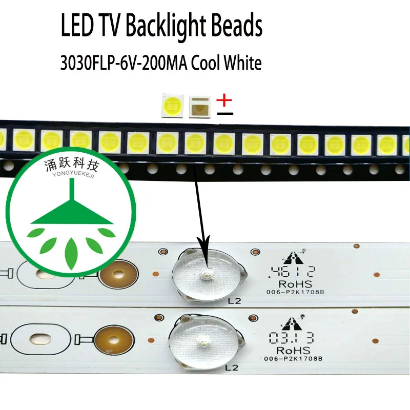100 шт./лот новые высокие мощность лампа холодного света бусины 6 в для Ремонт lcd-телевизоров led ТВ подсветка полосы света-диод 3030 smd