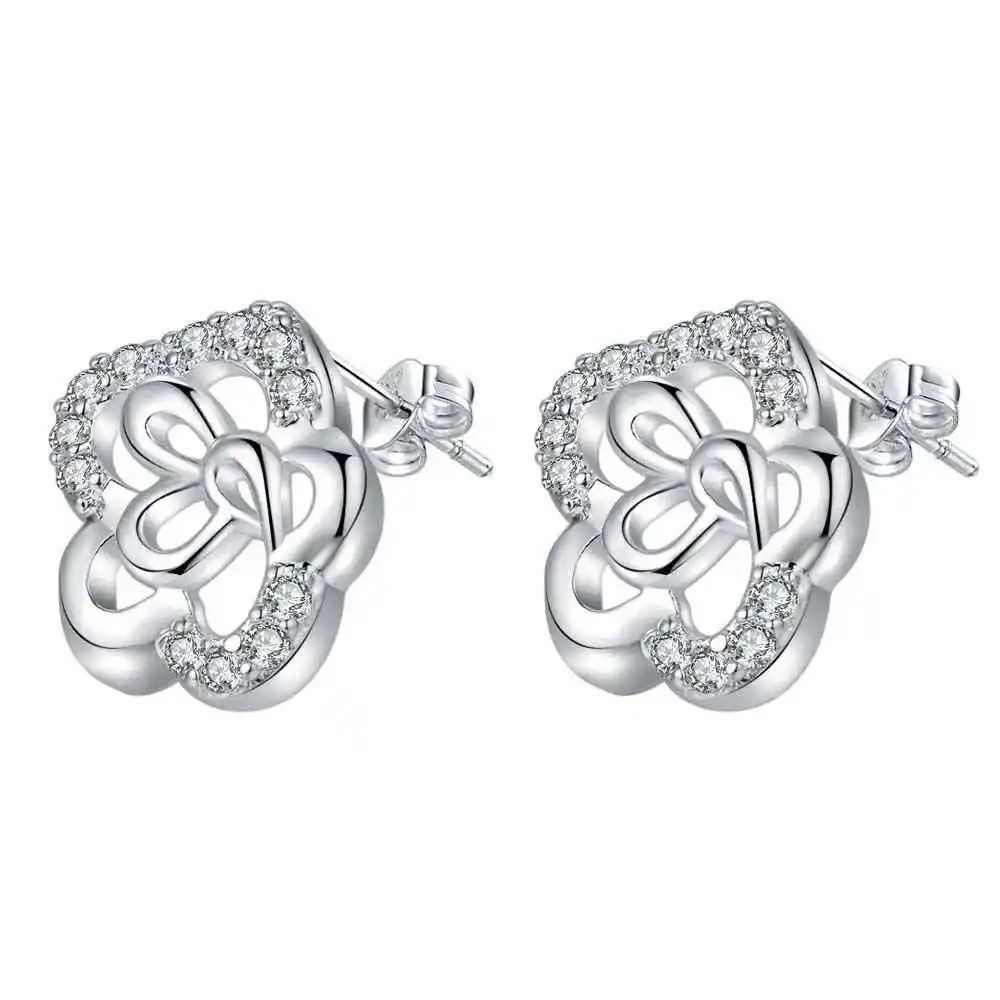 beautiful flower high quality Silver Earrings for women fashion jewelry earrings /LRMPRMSG