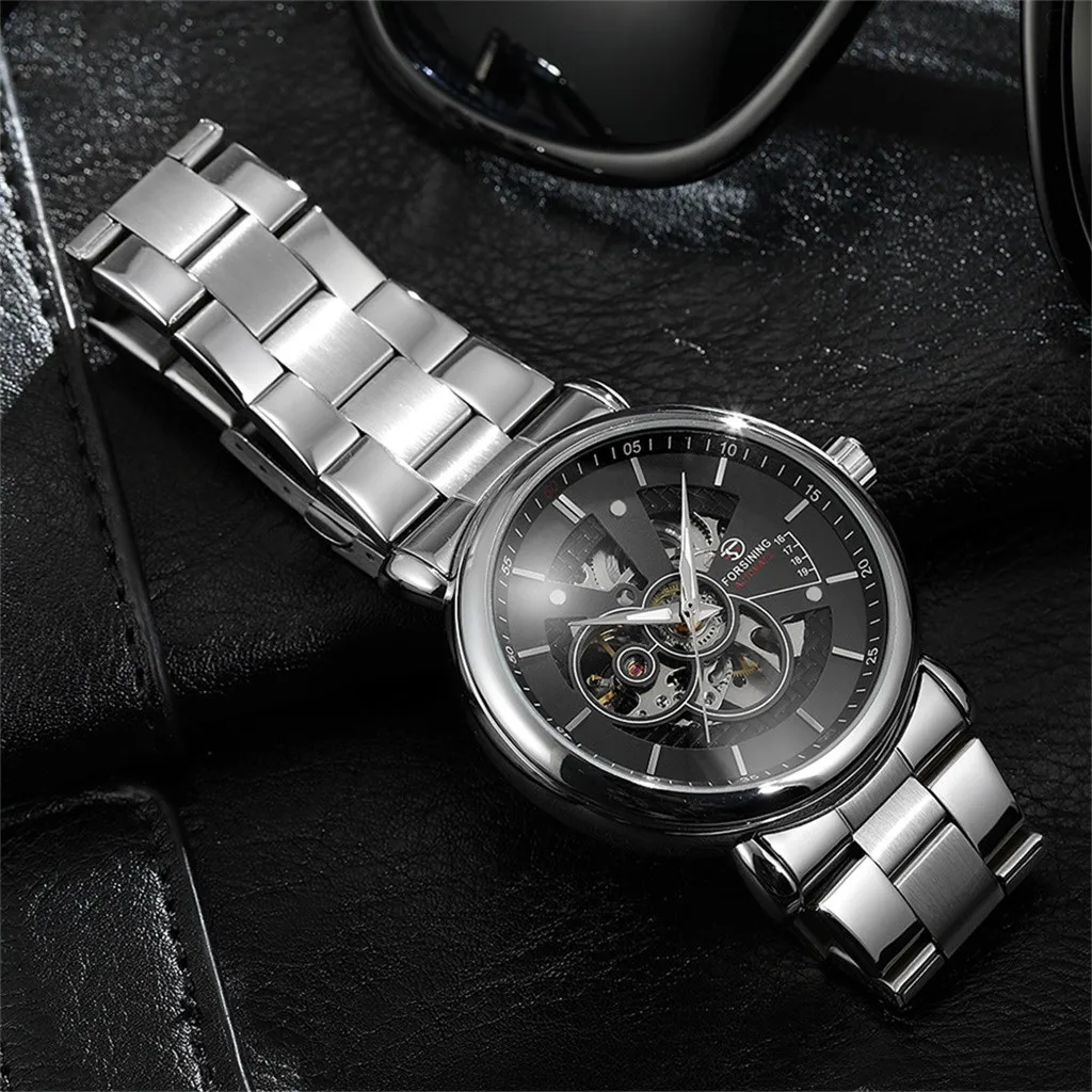 Полые черные роскошные механические часы Бизнес Высокое качество часы нержавеющая сталь Группа горячая Распродажа Relogio Masculino для дропшиппинг