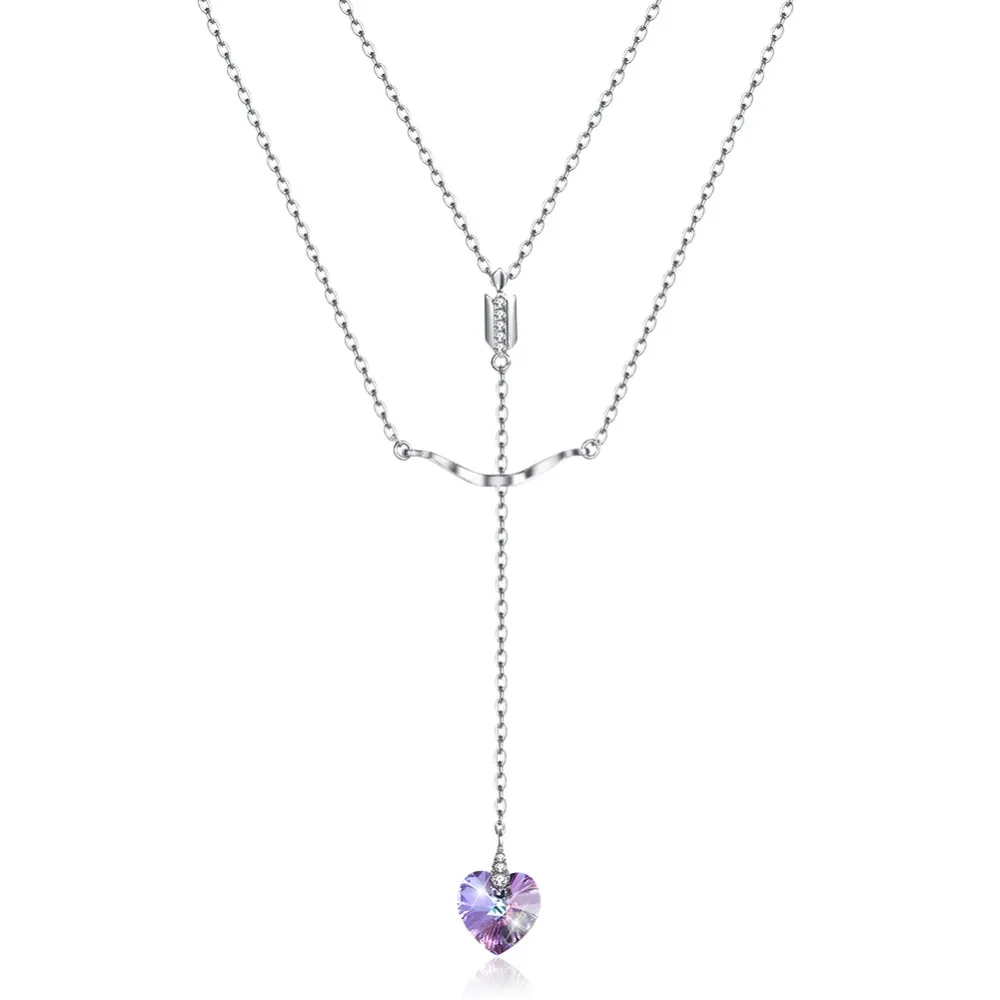 

GE457 Elegant Heart Zirconia Stone Pendent Necklace Engagement Wedding for women