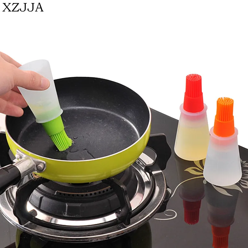 

XZJJA 2pcs High Quality Silicone Oil Brush Cake Butter Bread Pastry Brush BBQ Utensil Liquid Oil Pen Safety Brush Kitchen Tools
