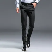 Brand Black Gray Striped Slim Dress Formal Pants for Men Korean Business Casual Suit Pants Mens Work Wear Long Trouser Pantalon Brand Black Gray Striped Slim Dress Formal Pants for Men Korean Business Casual Suit Pants Mens Work Wear Long Trouser Pantalon
