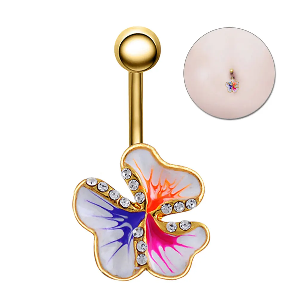 Buy New Septum Belly Piercing Umbilical Ring Fashion Oil Fresh Flower Nail