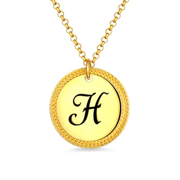 

Wholesale Customized Female Coin Initial Necklace For Her In Gold Disc Pendant For Girlfriend Christmas Gift