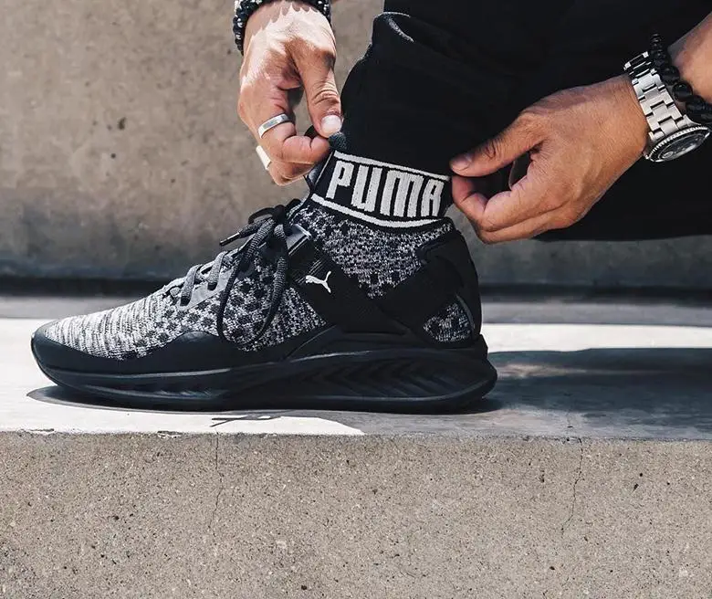 

PUMA IGNITE EVOKNIT Knitted Socks shoes red gray Running Shoes Light Man mesh White Sneakers Women Sport Shoes fitness