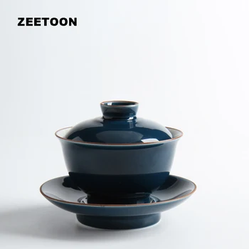 

Zen Japanese Style Tea Gaiwan Ceramics Glaze Porcelain Teacups Creative Vintage Kung Fu Tea Set Tureen Tea Bowl Cup and Saucer