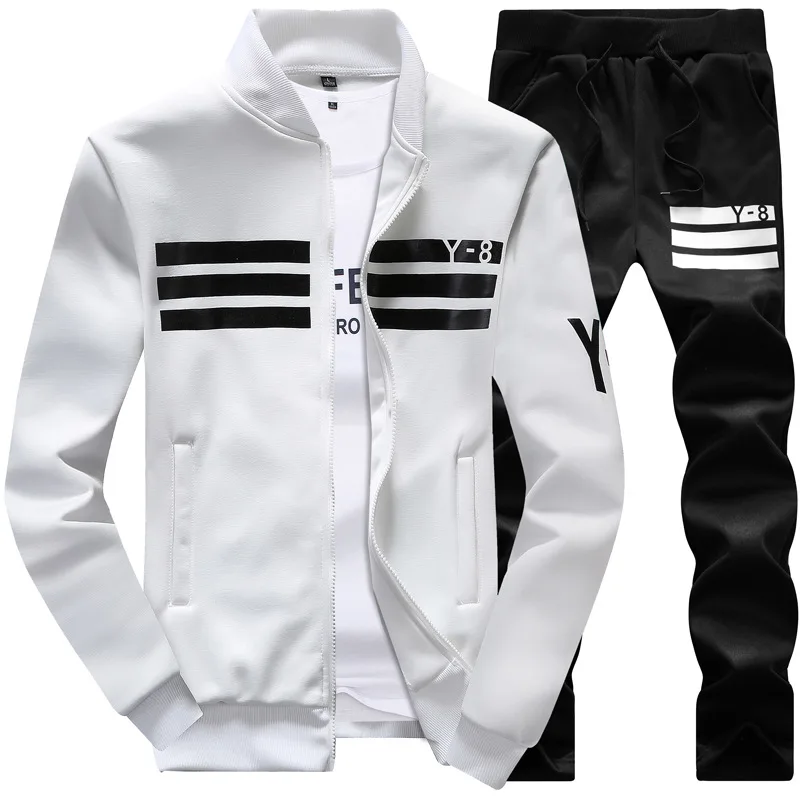 

Men's 2019 Autumn Running Suit Large Size 8XL 9XL Sports Set Long Sleeve Print Baseball 2-piece Set Jogging Fitness Sports Suit