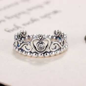 Silver Princess Rings For Women with AAA Zircon Silver Princess Crown Ring