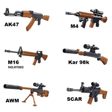1:6 AK47 SCAR M14 M16 AWP винтовка пластиковый пистолет в сборе модель игрушки для 1" фигурки строительные блоки игрушечный пистолет для детей
