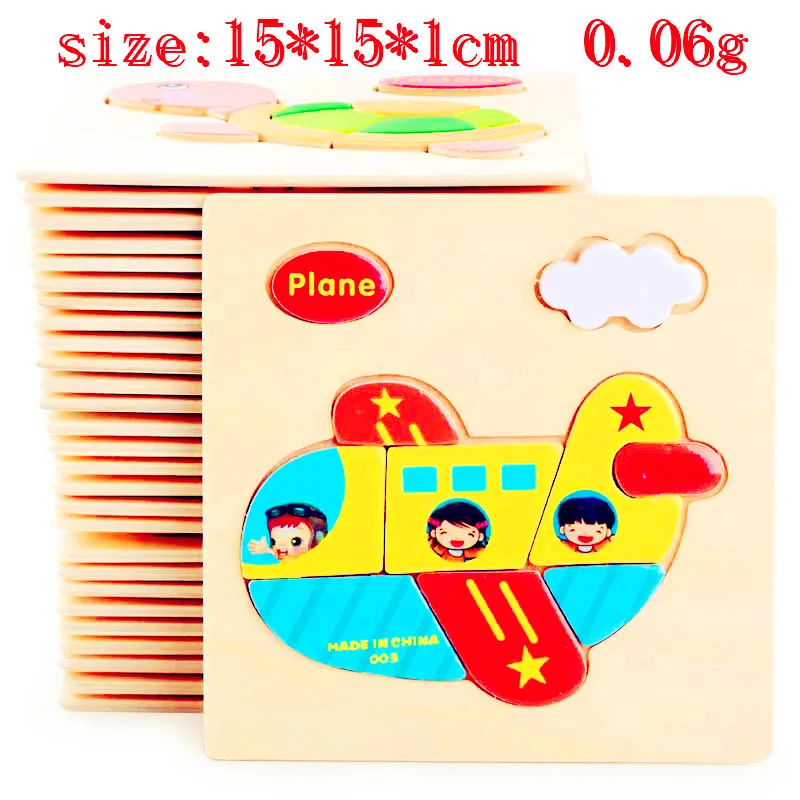 

1PCS 3D Puzzles Jigsaw Wooden Toys Cartoon Animal Traffic Puzzles Intelligence Toy Early Educational Toys For Childre Kids Gift
