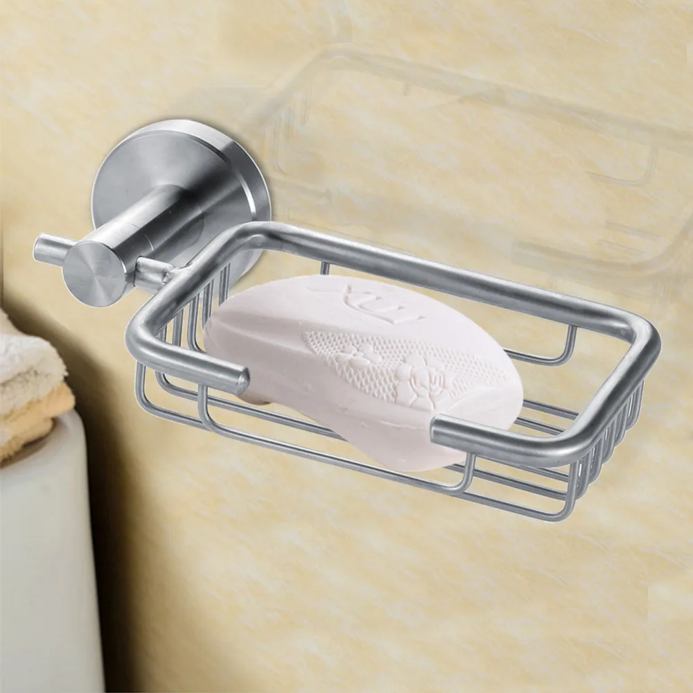 Stainless Steel Wall Mount Soap Dish Holder Tray Storage Shelf Shower