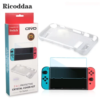 

For Nintend Switch TPU Rubber Console Case+9H Premium Tempered Glass Film Protector For Nintend Switch NS Game Accessories