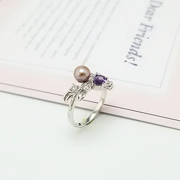 Перламутровые кольца, кольцо из стерлингового серебра 925 пробы, Монтажное кольцо, пустые DIY ювелирные изделия, более 30 стилей, подарок DIY PR033 - Цвет основного камня: R180