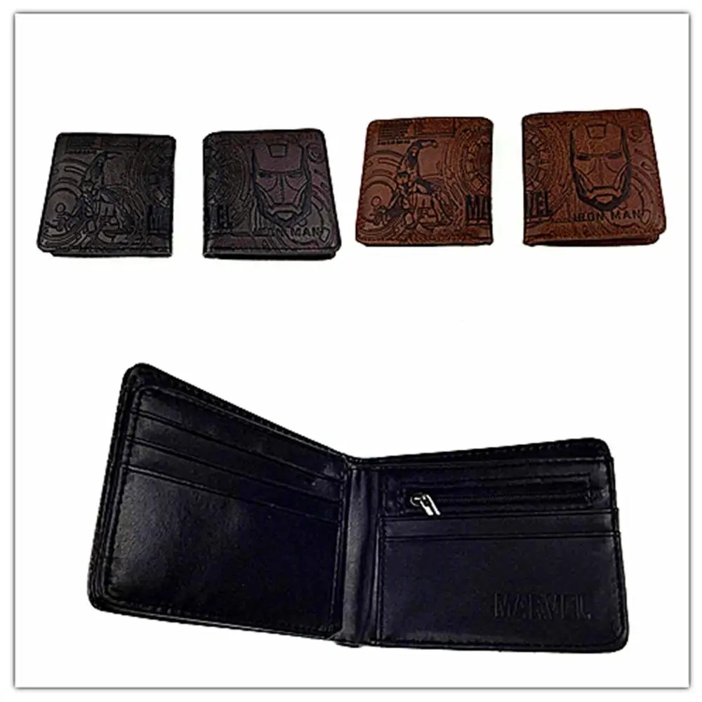 

Super hero Iron Man Logo Wallet Boys Girls Money Cards Purse New Intagliated PU Leather Short Wallet