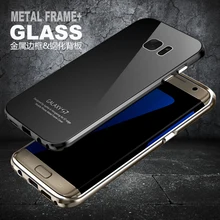 For Samsung Galaxy S7 Edge G9350 G935F Case Luphie Brand Luxury Aviation Aluminum Frame + Tempered Glass Back Cover Phone Cases