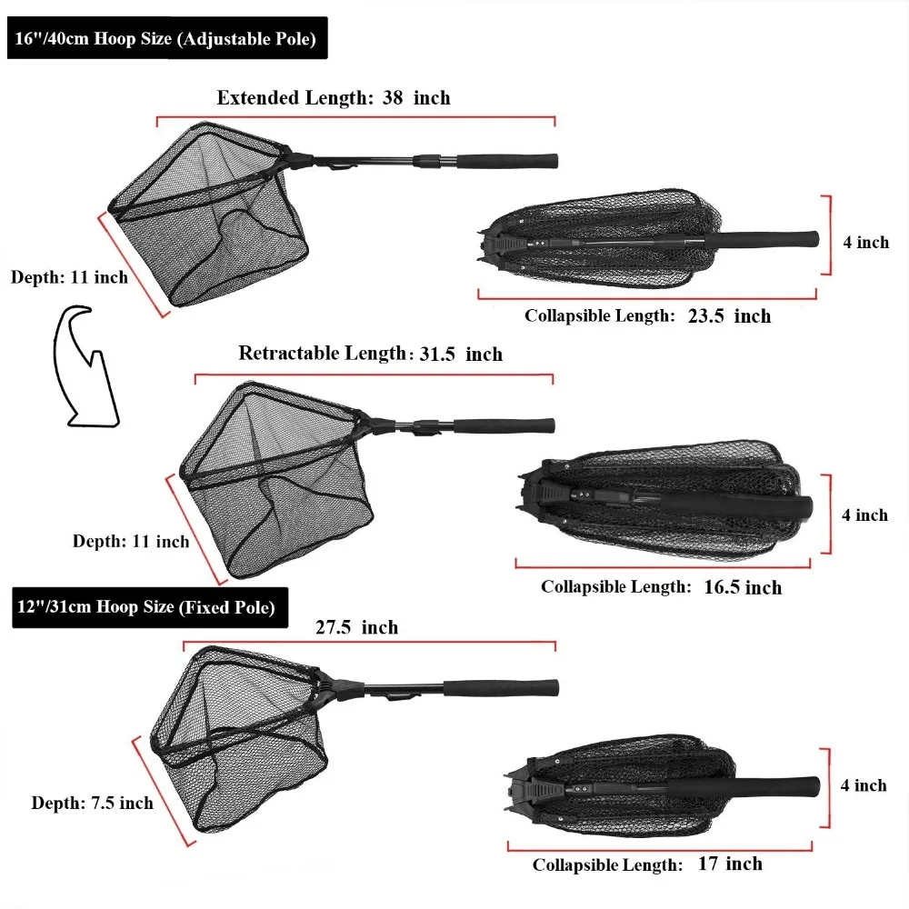PLUSINNO рыболовная сеть рыболовная сачок, складная телескопическая ручка полюса, прочный нейлоновый материал сетка, безопасный рыболовный улов