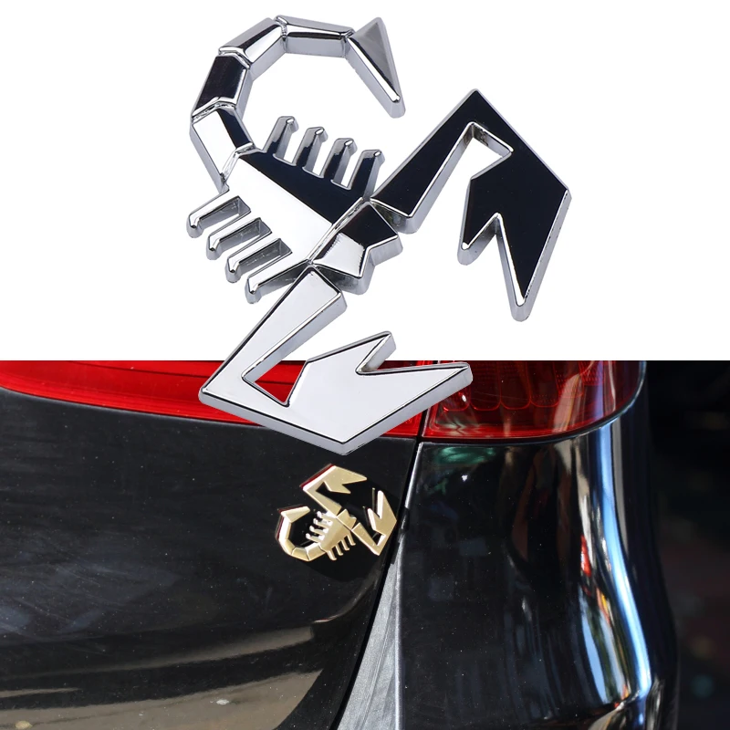 

Silver Alloy 3D Scorpio Shield Shape Badge Sticker Car Tailgate Rear Emblem for FIAT ABARTH TC Boano Simca Berlinetta Alfa Romeo