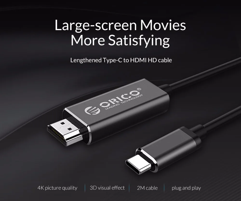 ORICO 4K 3D Type C к HDMI HD кабель адаптер USB экранный преобразователь для мобильного