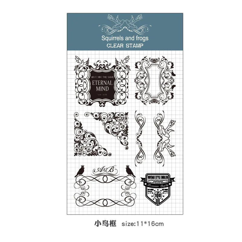 

Rubber Silicone Clear Stamps for Scrapbooking Tampons Transparents Seal Background Stamp Card Making Diy Bird frame Text stempel