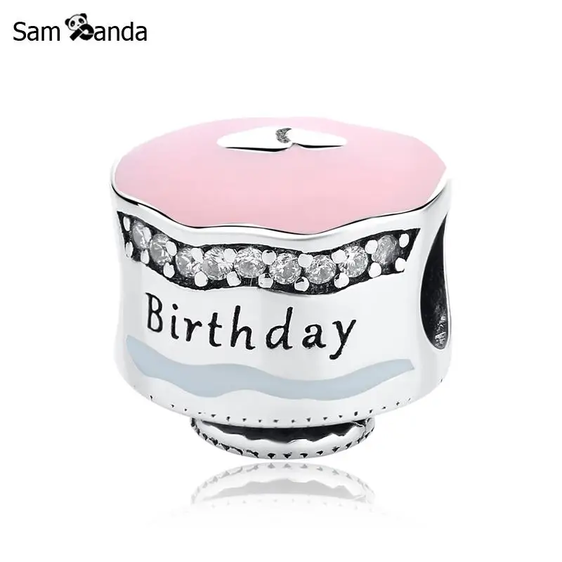 

Original 100% 925 Sterling Silver Bead Charm Happy Birthday Cake Celebration Charms Fit Pandora Bracelets Women DIY Jewelry