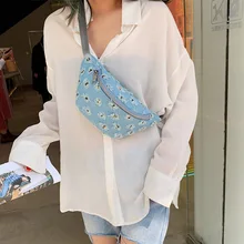 Женская поясная сумка женская модная джинсовая нагрудная сумка холщовые сумки для девушек через плечо пояс Сумка для путешествий Повседневная поясная сумка 030373